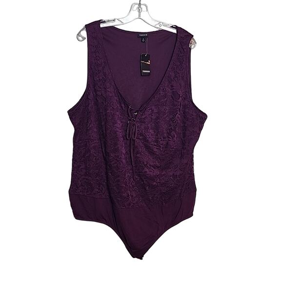 torrid Tops - Torrid Dark Purple Eggplant Colored Lace Corset Bodysuit, NWT, 4X